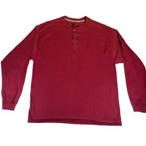 Hanes Beefy T Henley Shirt Men's XL 100% Cotton Thick Warm Base Outdoor Hunting